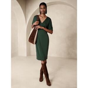 NWT Banana Republic Soraya Butterfly Sleeve Midi Dress in Hunter Green, 10